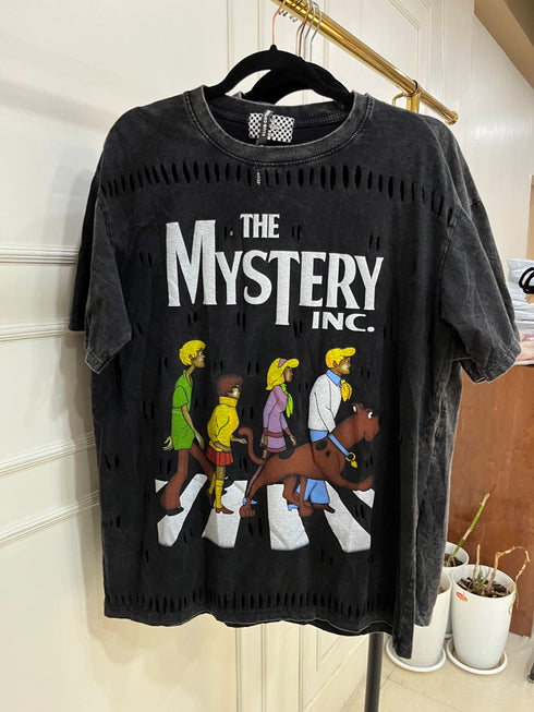 Charcoal Grey Animated Print Oversize T-shirts
